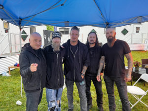 Mathew with the band Disturbed.