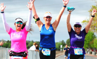 group of women racing marathon